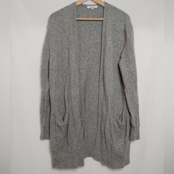 Madewell Ryder Cardigan Sweater Longline Heather Gray Medium M E0185 Wool Alpaca - Picture 2 of 9